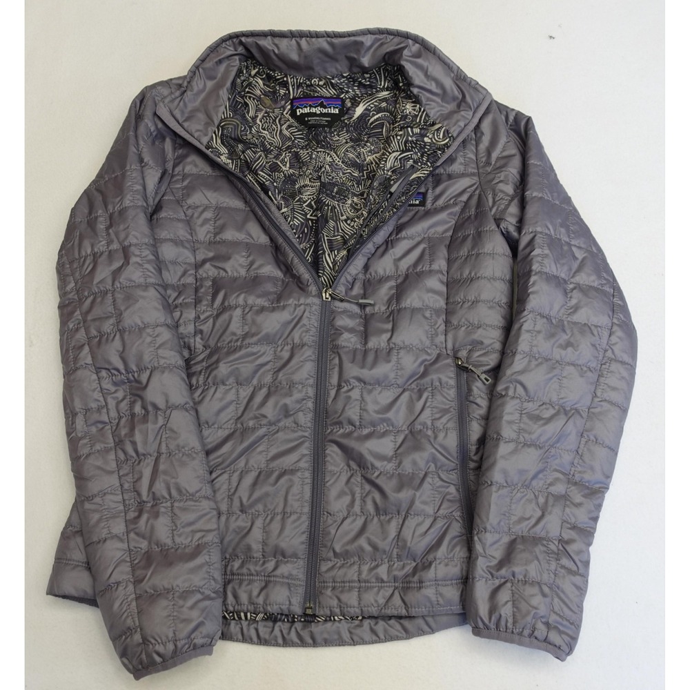 Patagonia Puffer Jacket Womens Small Gray Quilted Full Zip Pockets Outdoor